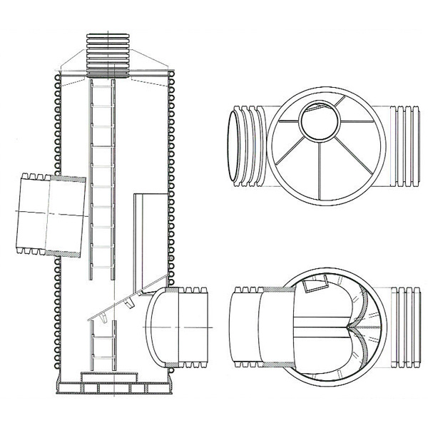 Схема внутреннего устройства перепадного колодца